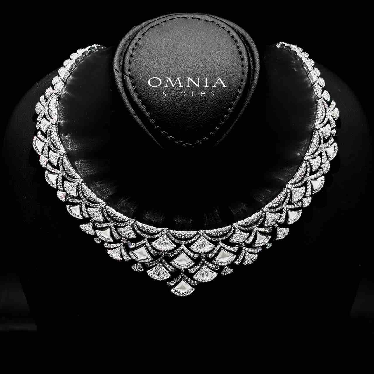 Omnia Bita White Bridal Full Set in High Quality Zircon Stone in Rhodium Plated - OMNIASTORES KSA