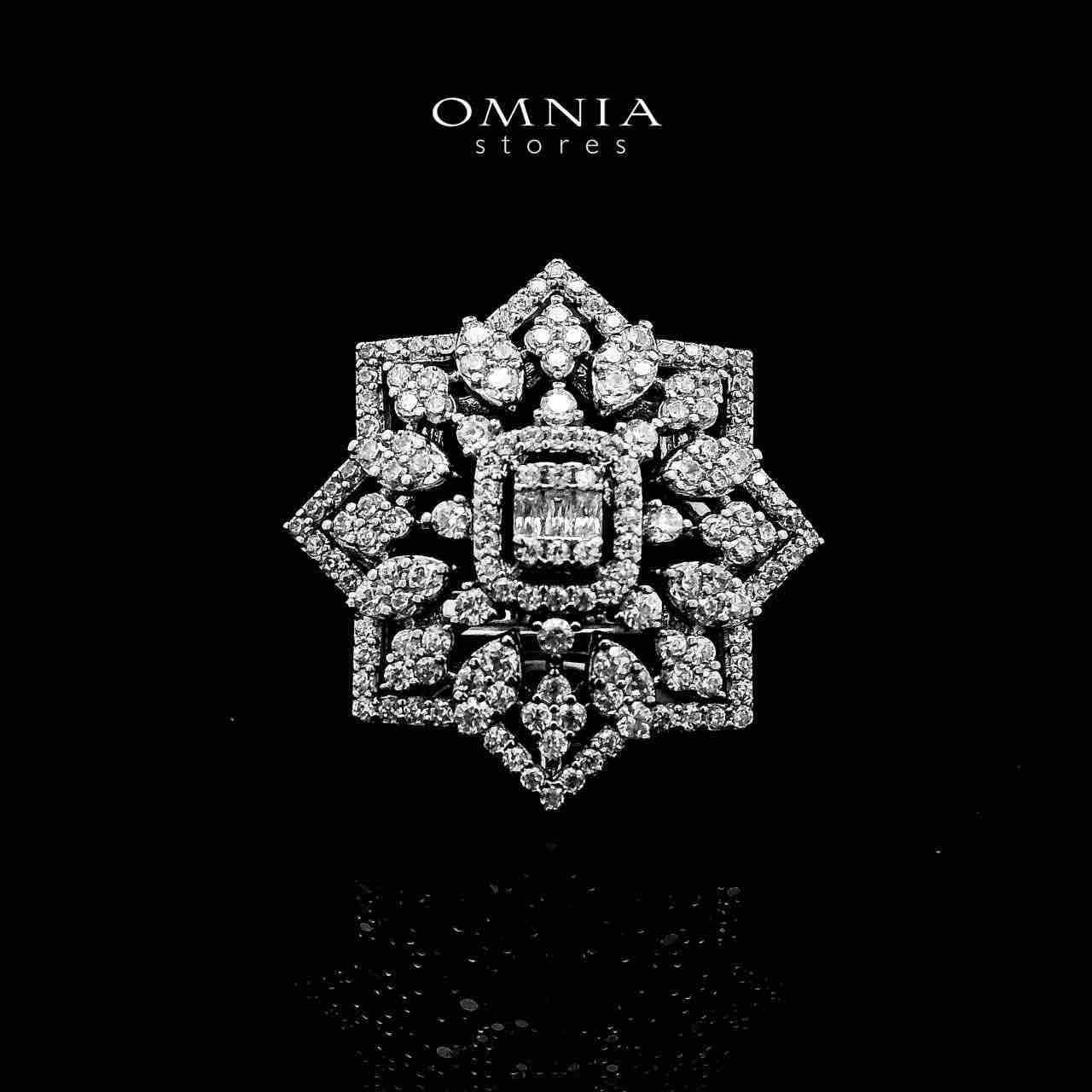 Omnia Delnaz White Long Chain Full Set in High Quality Zircon Stone in Rhodium Plated