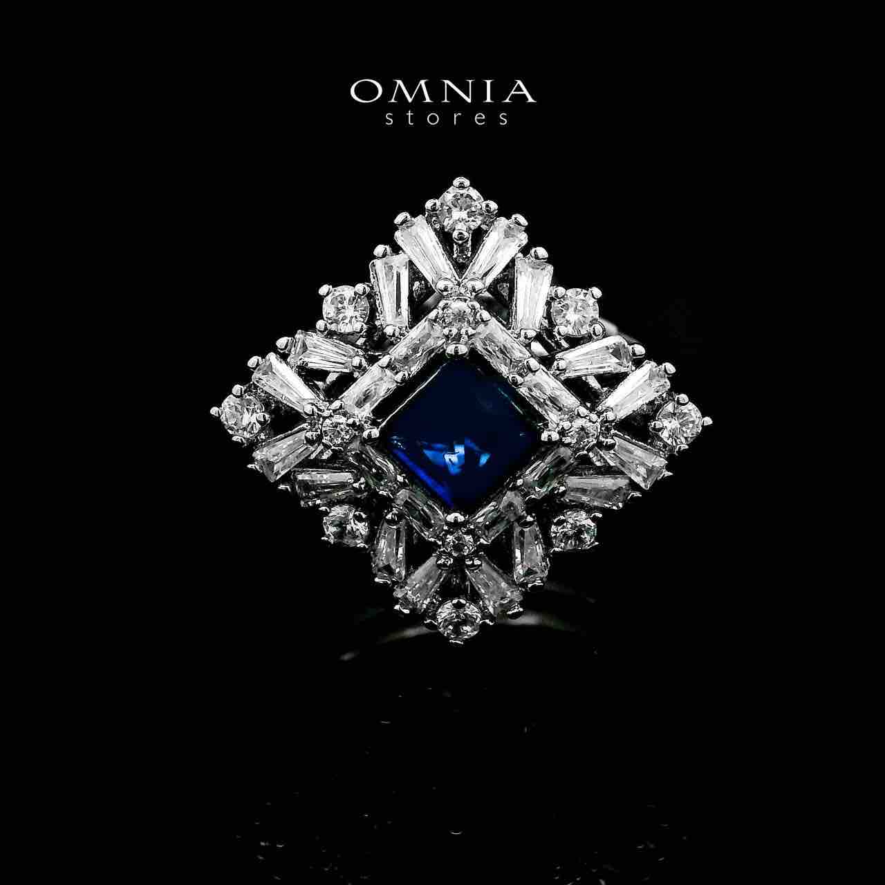 Omnia Donya Blue Long Chain Full Set in High Quality Zircon Stone in Rhodium Plated - OMNIASTORES UAE