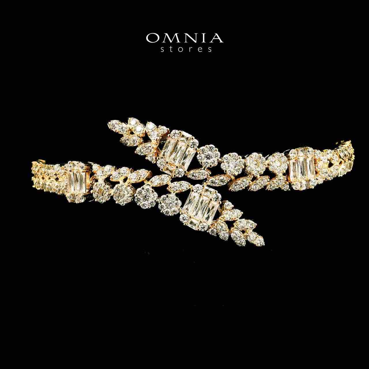 Omnia Elham Gold Plated Bridal Full Set in High Quality Zircon Stone in Rhodium Plated - OMNIASTORES UAE