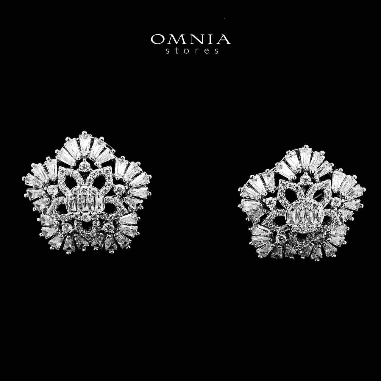 Omnia Farahnaz Silver Necklace, Earrings & Ring Set in High Quality Zircon Stone in Rhodium Plated - OMNIASTORES UAE