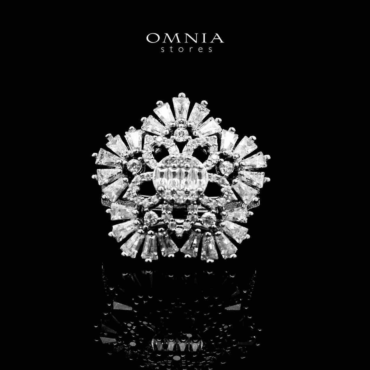 Omnia Farahnaz Silver Necklace, Earrings & Ring Set in High Quality Zircon Stone in Rhodium Plated - OMNIASTORES UAE
