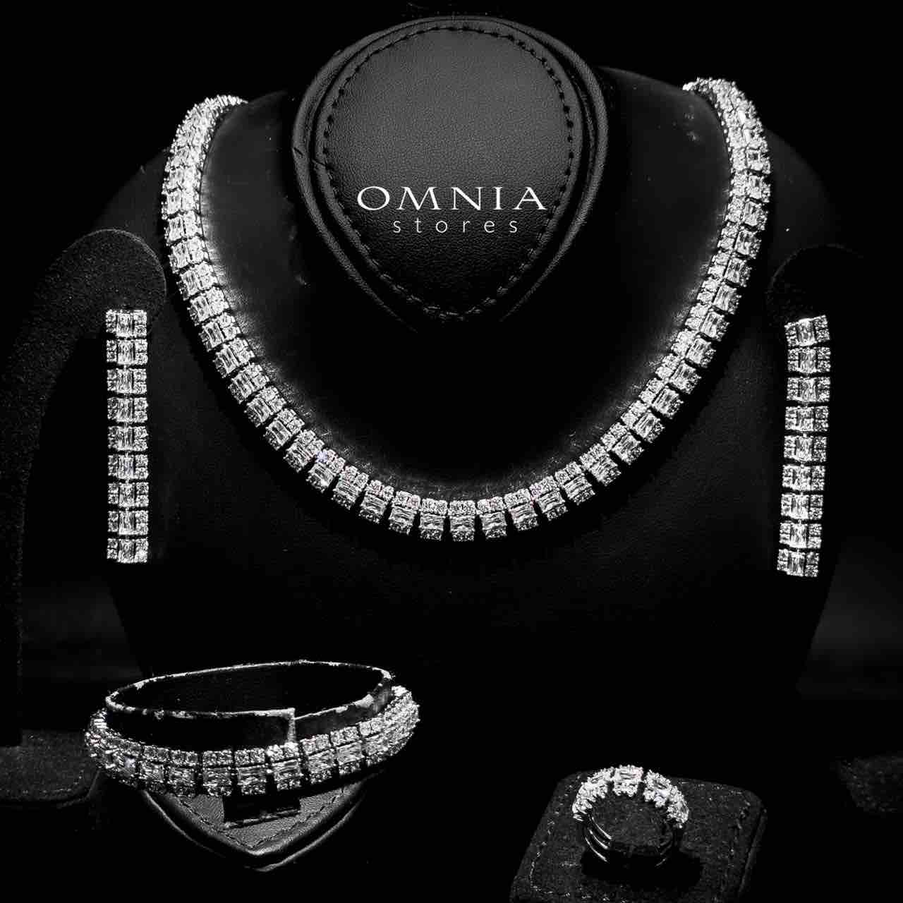 Omnia Hedieh White Bridal Full Set in High Quality Zircon Stone in Rhodium Plated - OMNIASTORES UAE