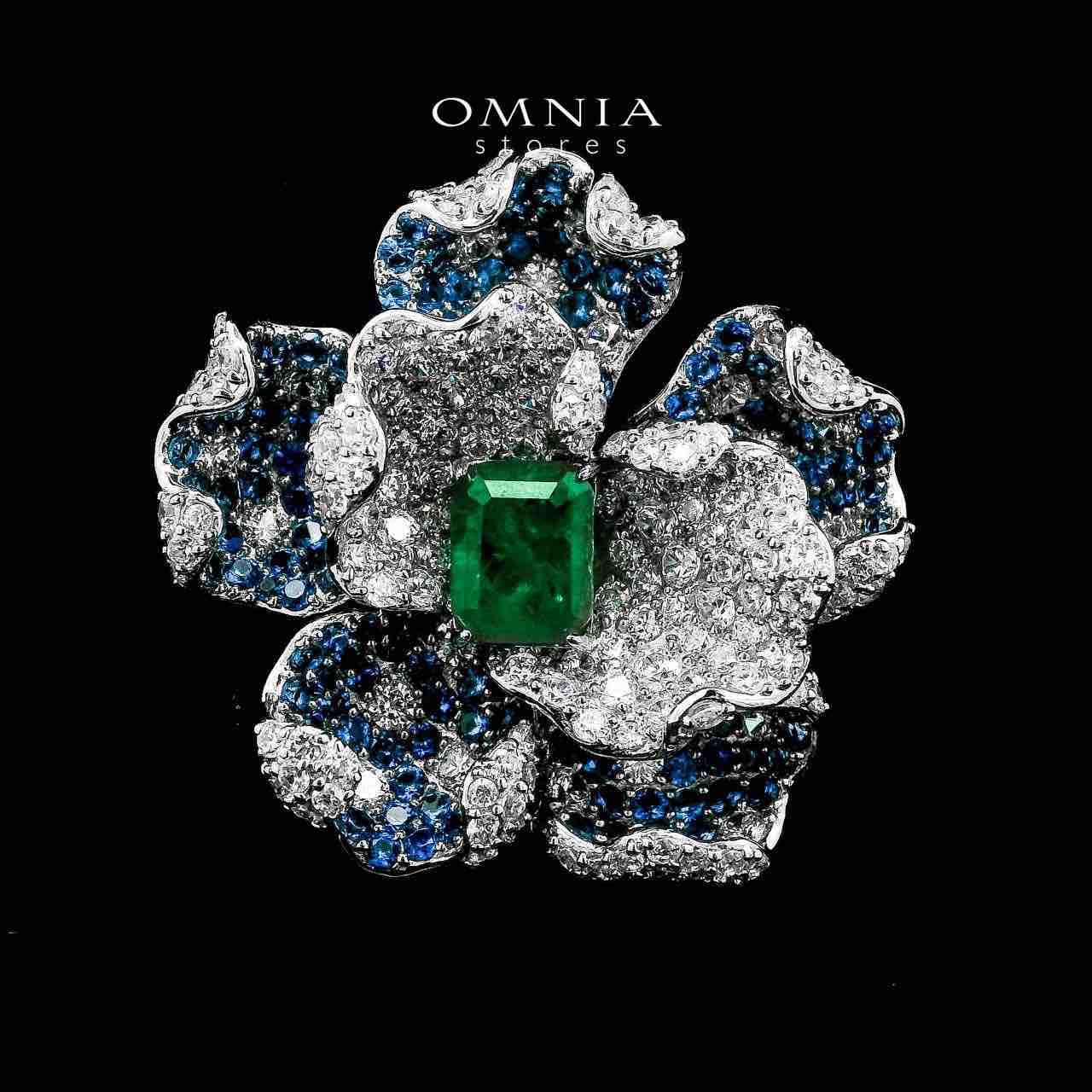 Omnia Kimiya Flower Brooch in 925 Silver with High Quality Simulated Diamonds - OMNIASTORES UAE