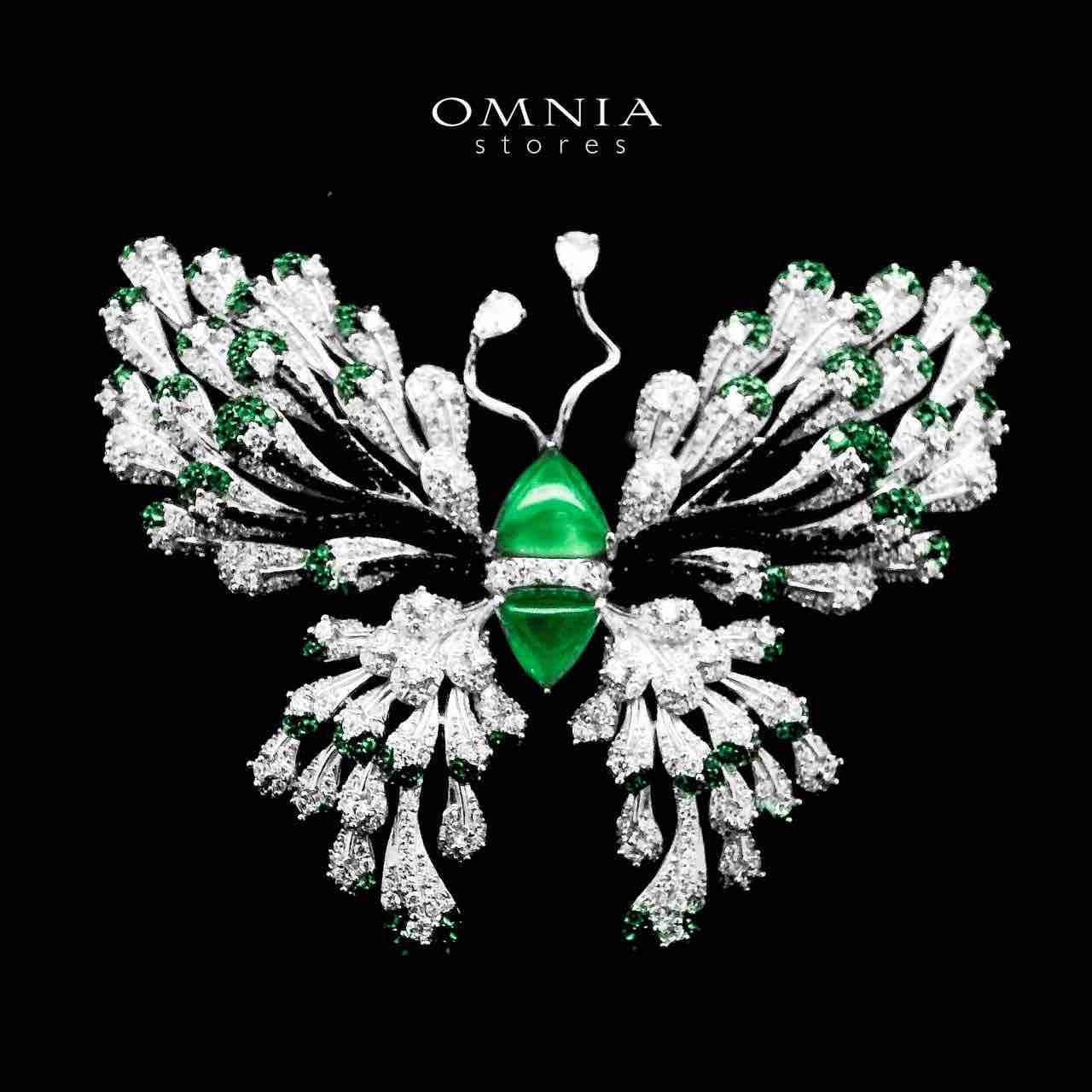Omnia Omara Butterfly Green Brooch in 925 Pure Silver Tarnish Resistant Plating - OMNIASTORES UAE