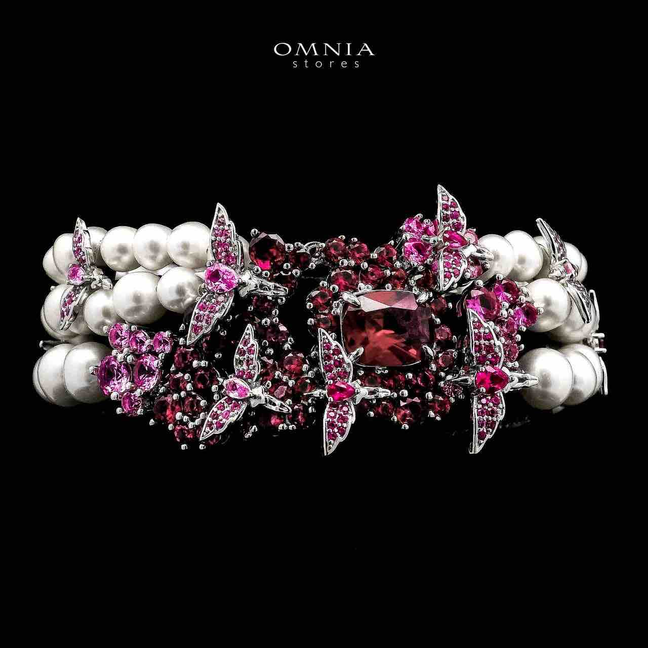 Omnia Pearl Bracelet in 925 Silver with High Quality Simulated Diamonds - OMNIASTORES UAE