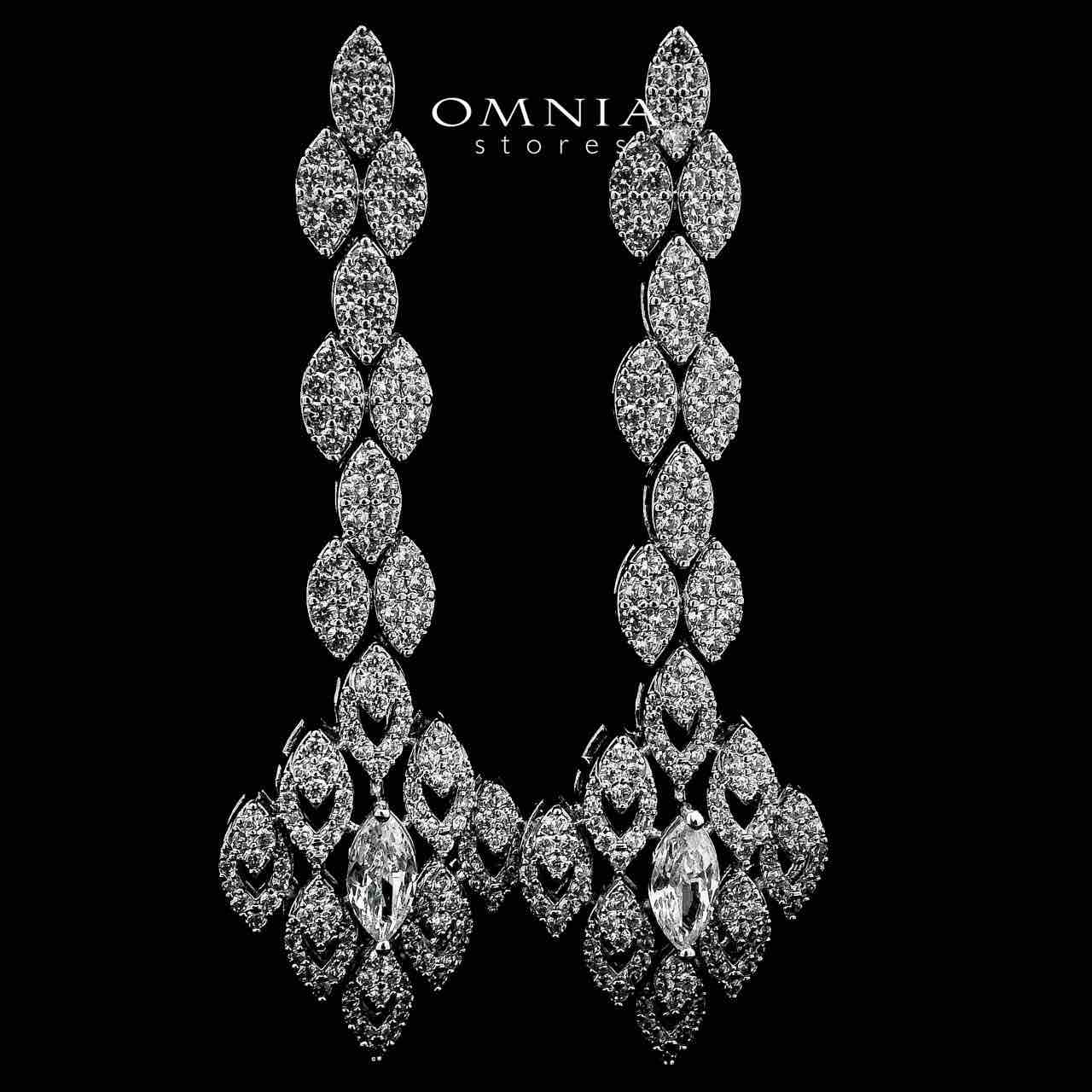 Mahdieh Bridal White Long chain Set High Quality Zircon Stone In Rhodium Plated