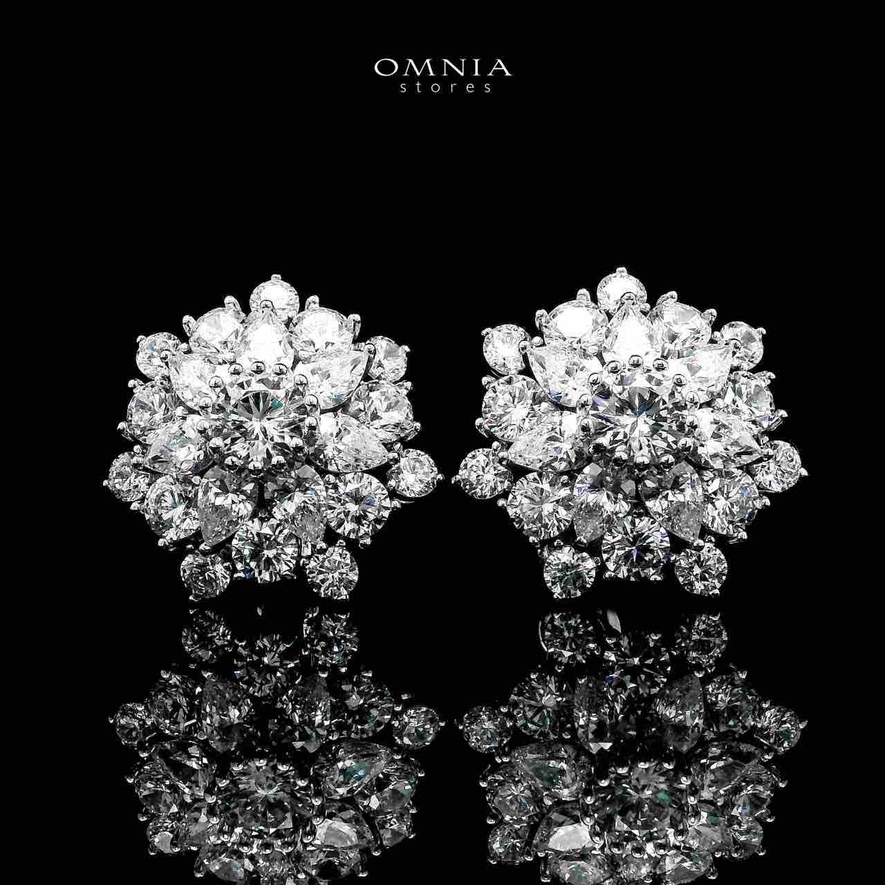 Melika White Floral Design Clip Earrings In 925 Silver Certified High Quality Lab Grown Stones - OMNIASTORES UAE