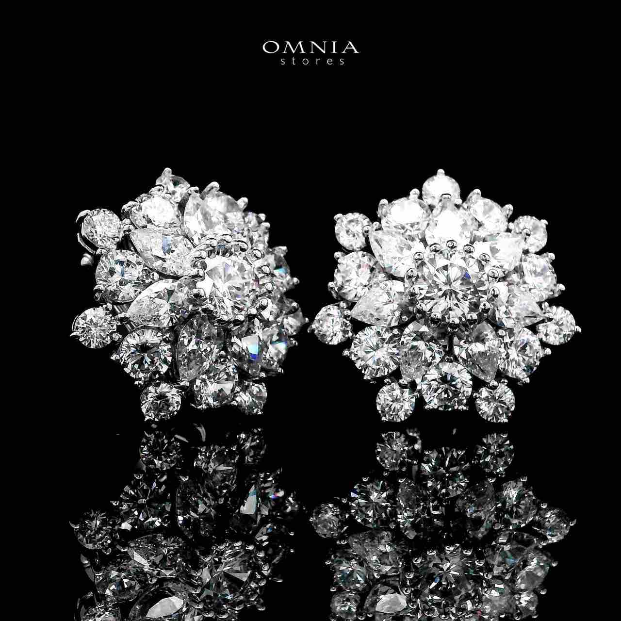 Melika White Floral Design Clip Earrings In 925 Silver Certified High Quality Lab Grown Stones