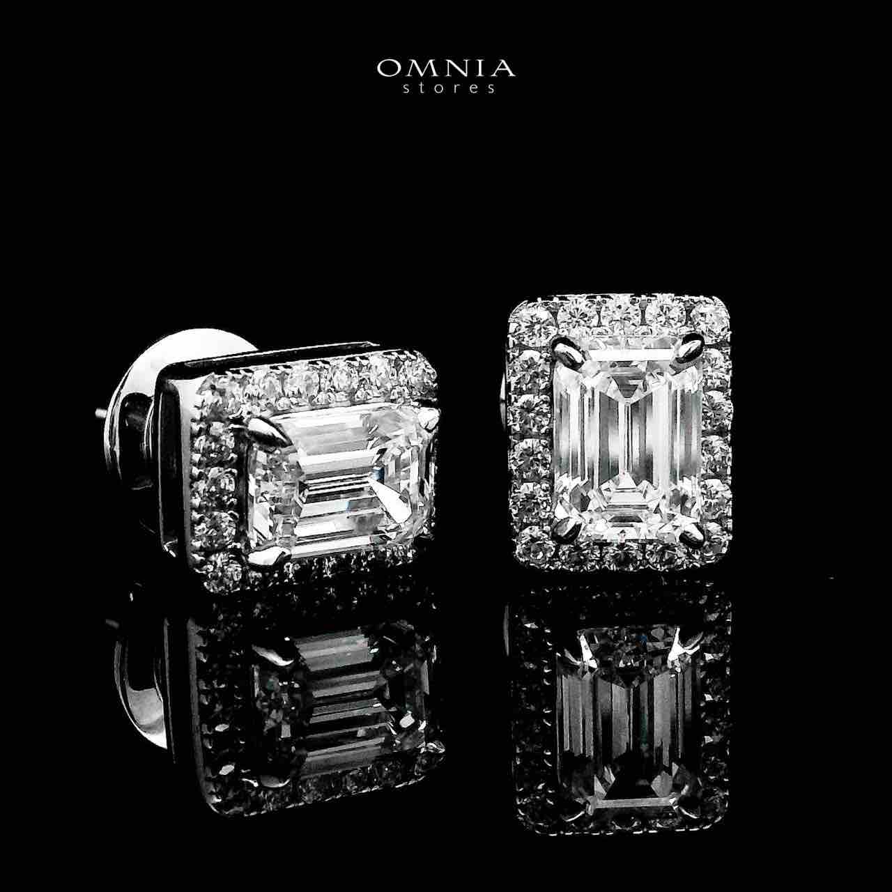 Mitra White Square Stud Earrings In 925 Silver Certified High Quality Lab Grown Stones