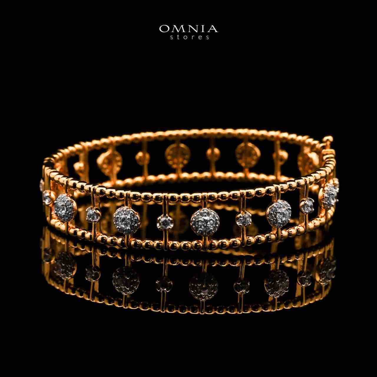 Nasim Golden Plated Bangle In 925 Silver Certified High Quality Lab Grown Stones - OMNIASTORES UAE