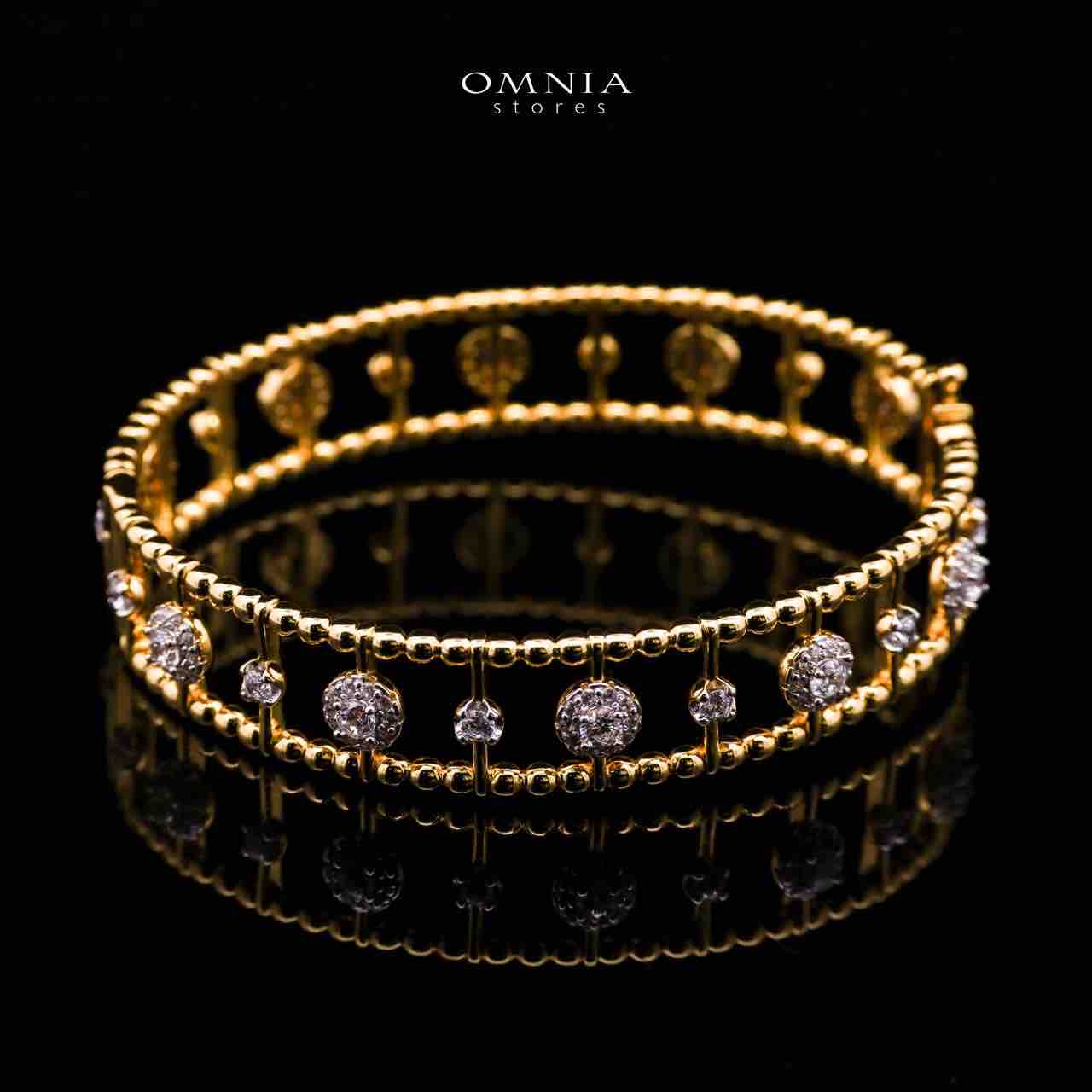 Nasim Golden Plated Bangle In 925 Silver Certified High Quality Lab Grown Stones - OMNIASTORES UAE