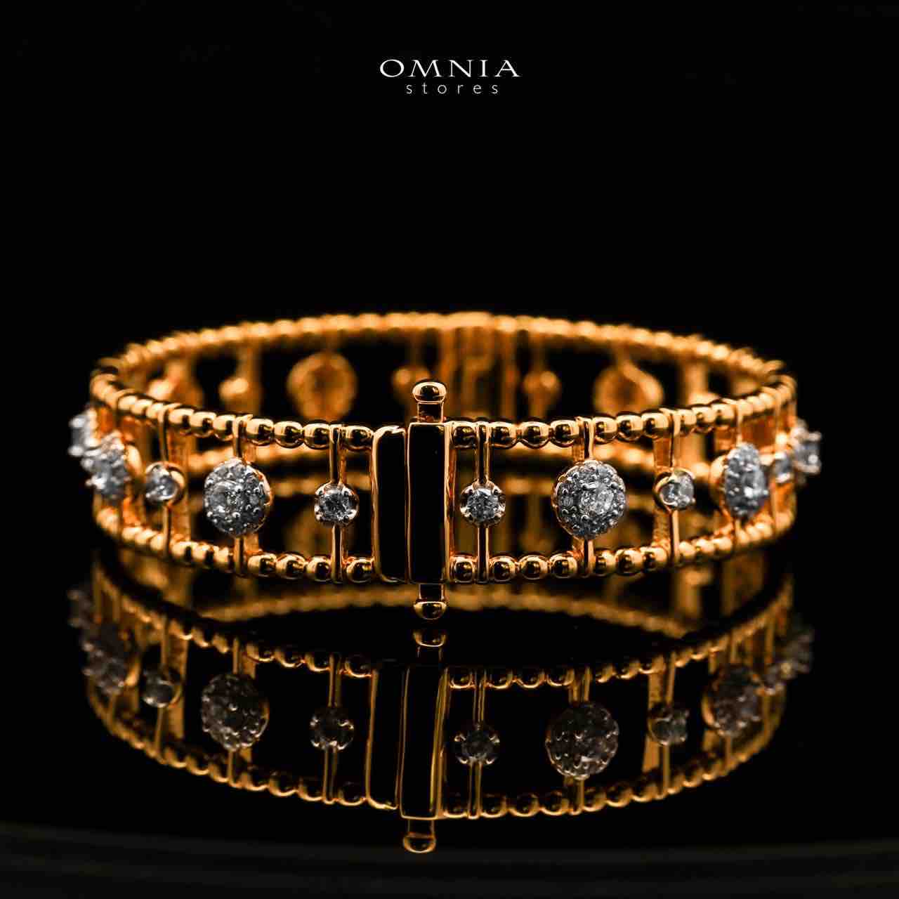Nasim Golden Plated Bangle In 925 Silver Certified High Quality Lab Grown Stones