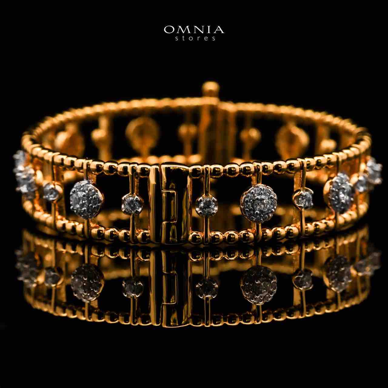 Nasim Golden Plated Bangle In 925 Silver Certified High Quality Lab Grown Stones - OMNIASTORES UAE