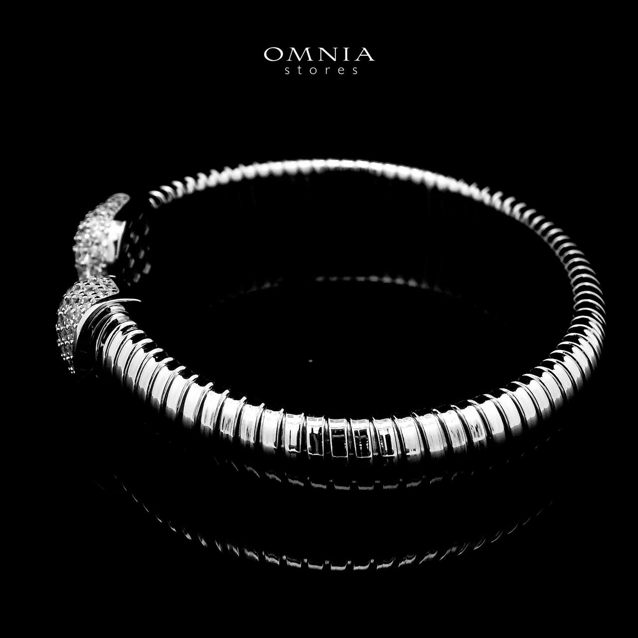 Omnia Ghida Silver Bracelet in 925 Silver with High-Quality Simulated Diamonds