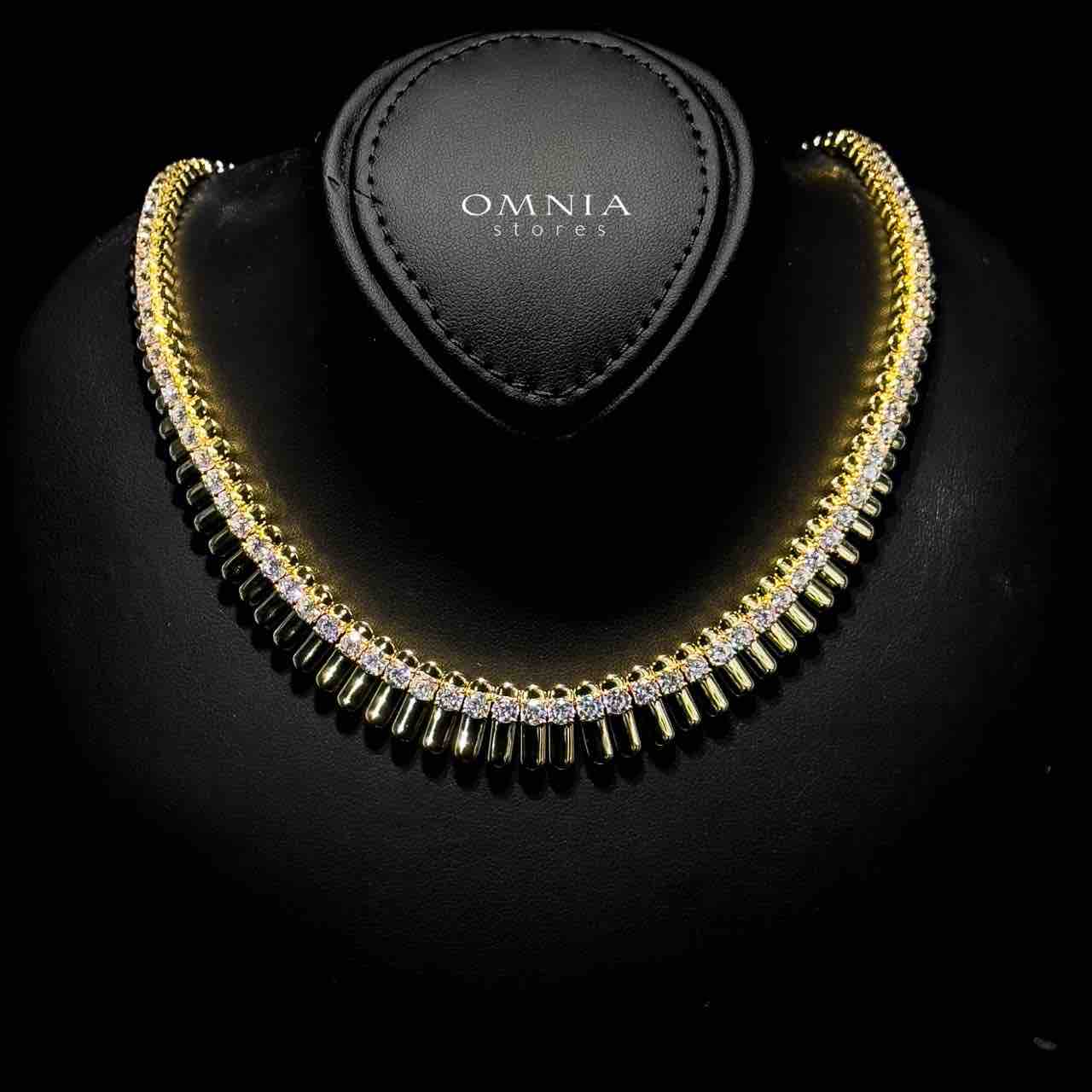 Omnia Nina Gold Plated Necklace In 925 Silver Certified High Quality Lab Grown Stones