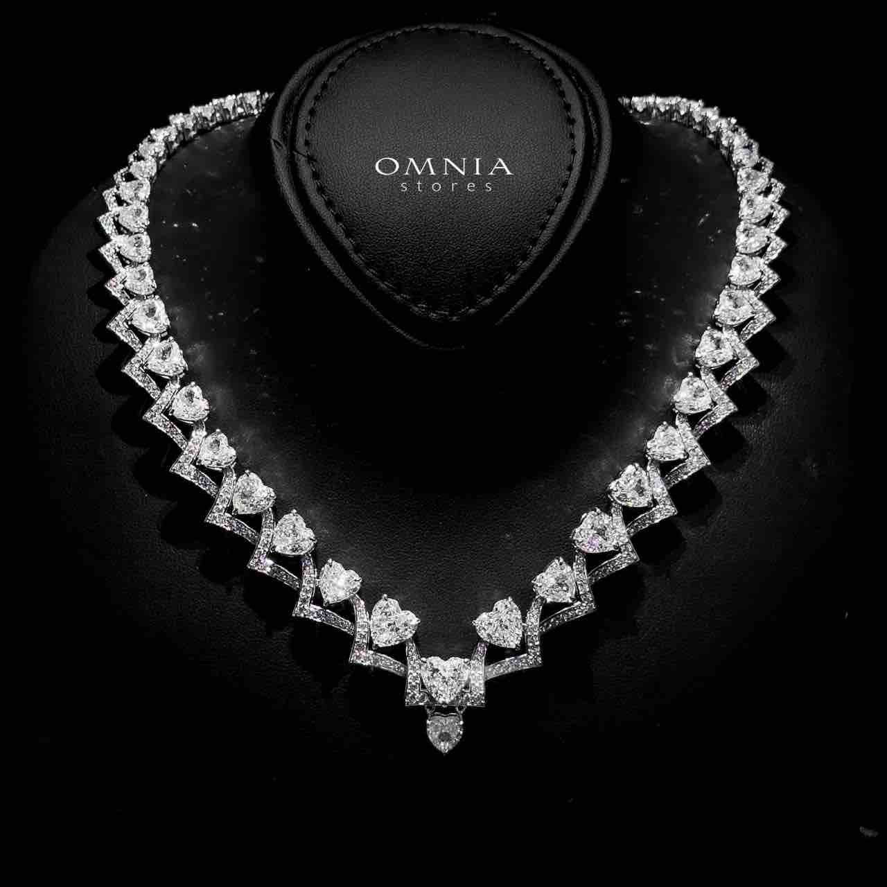Omnia Nouria Heart Silver Necklace In 925 Silver Certified High Quality Lab Grown Stones - OMNIASTORES UAE