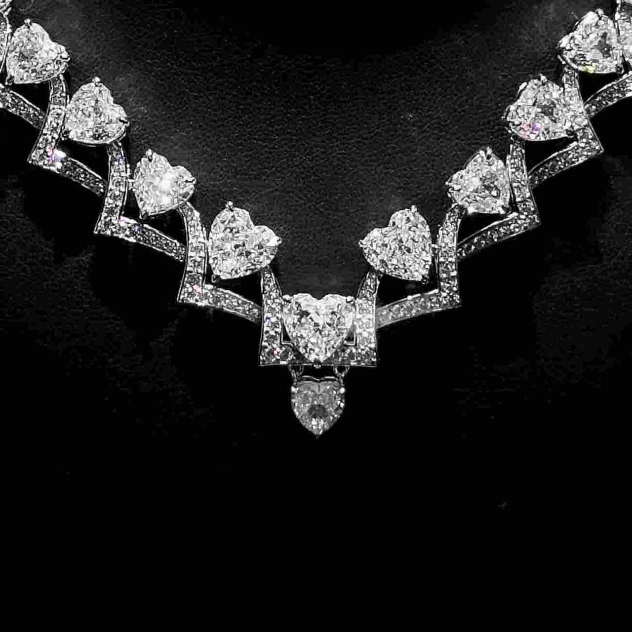 Omnia Nouria Heart Silver Necklace In 925 Silver Certified High Quality Lab Grown Stones