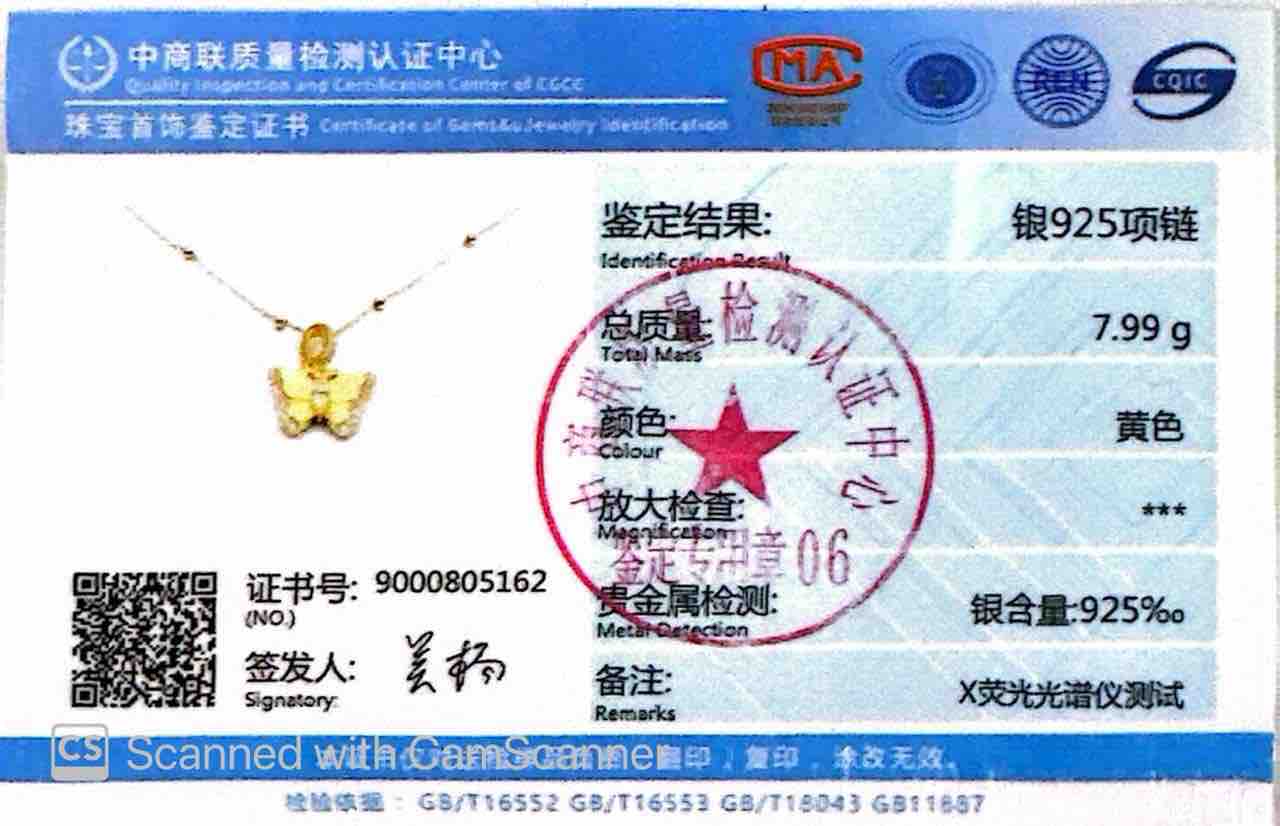 Omnia Rimsha Butterfly Double Side Golden Necklace In 925 Silver Certified High Quality Lab Grown Stones