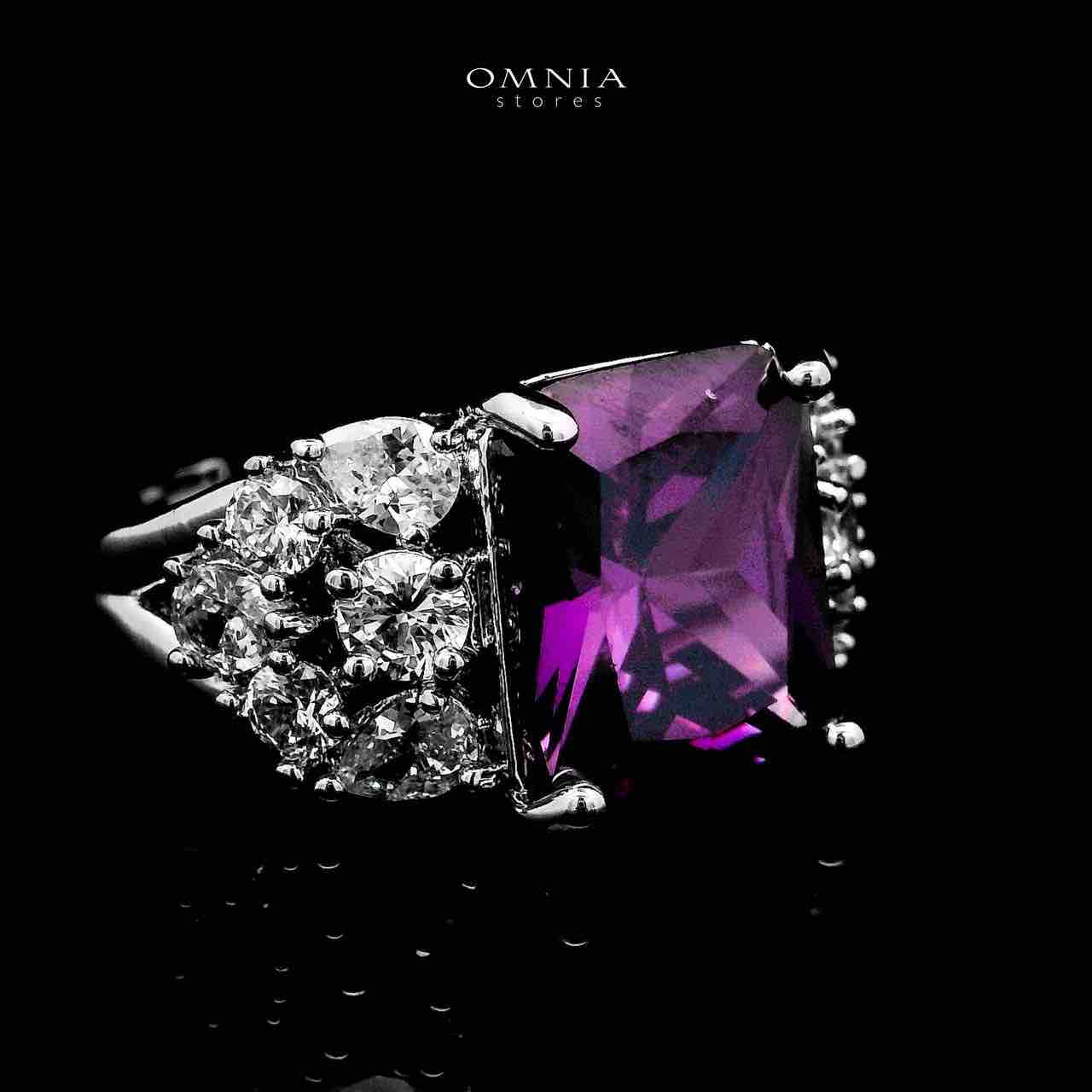 Omnia Charlotte Purple Bridal Full Set with Emerald and Pear-Cut High-Quality Simulated Diamonds Rhodium Plated - OMNIASTORES UAE