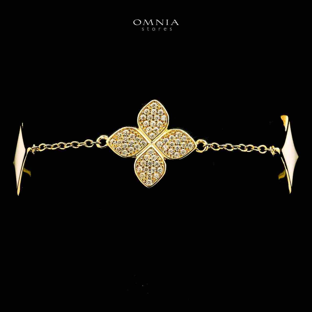 Omnia Golden Clove White Long Chain Full Set with High-Quality Simulated Diamonds 18k Gold Plated 100cm