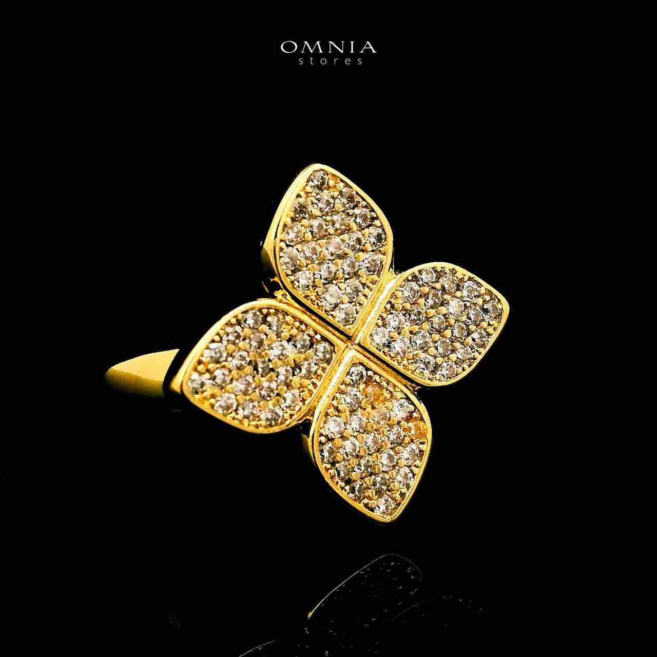 Omnia Golden Clove White Long Chain Full Set with High-Quality Simulated Diamonds 18k Gold Plated 100cm