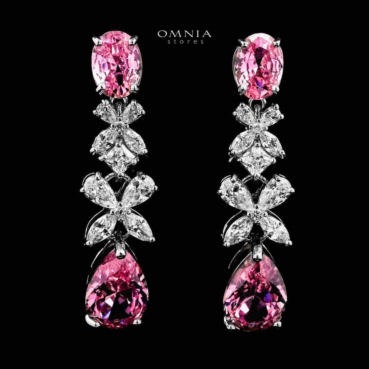 Omnia Suhana Pink Bridal Full Set with High Quality Simulated Diamonds Premium Rhodium Plated - OMNIASTORES UAE