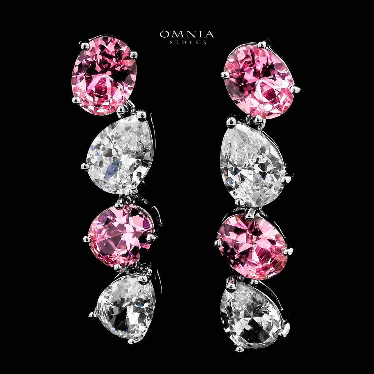 Omnia Lamia White And Pink Bridal Full Set with High-Quality Simulated Diamonds Rhodium Plated