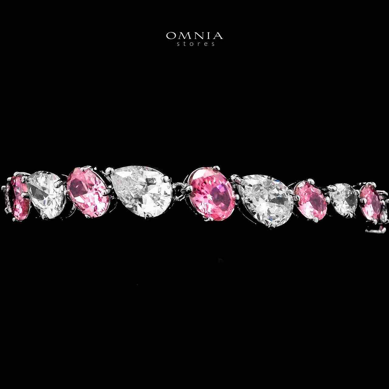 Omnia Lamia White And Pink Bridal Full Set with High-Quality Simulated Diamonds Rhodium Plated