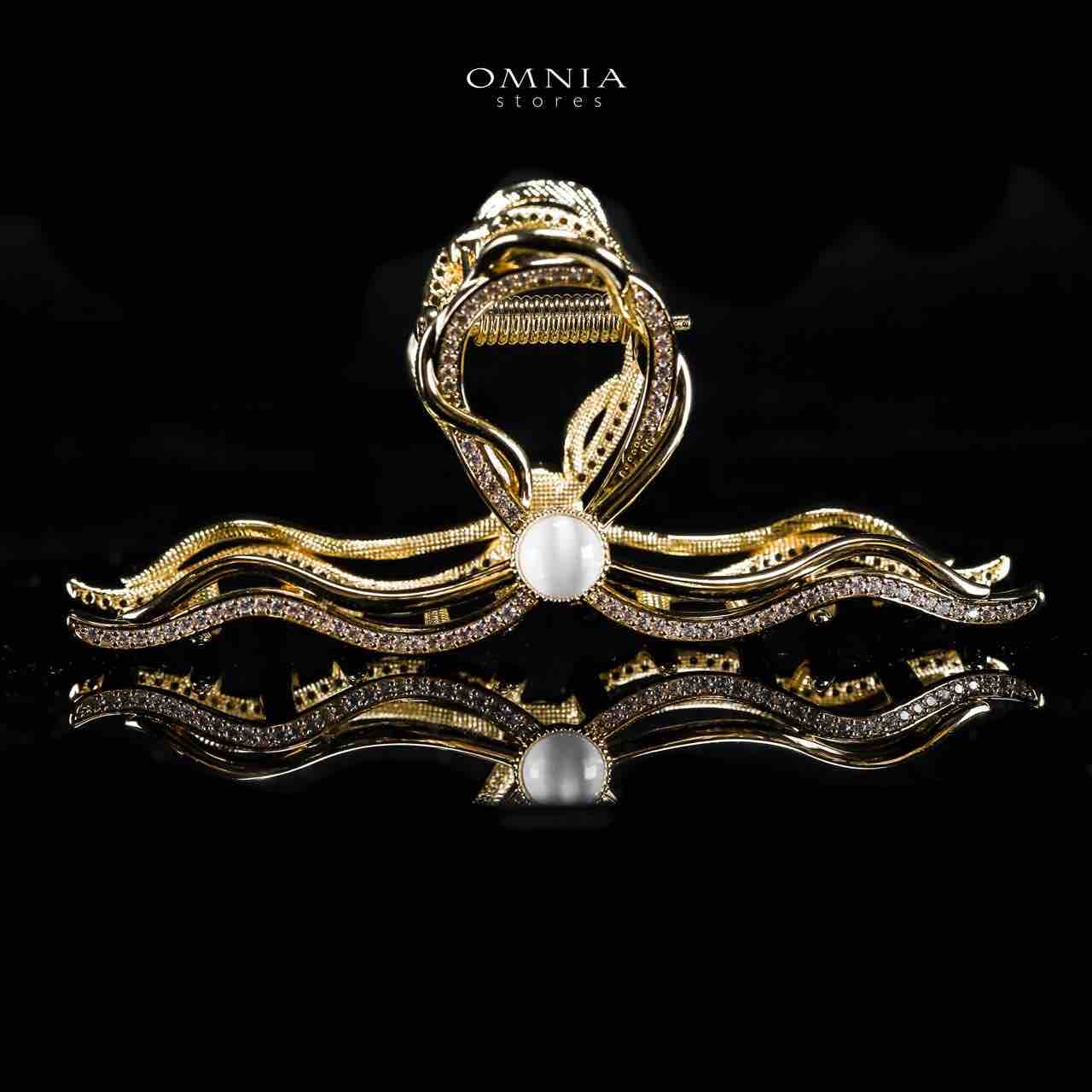 Omnia Luluwa Gold Hair Clip in High Quality Zircon Stone In Rhodium Plated - OMNIASTORES UAE