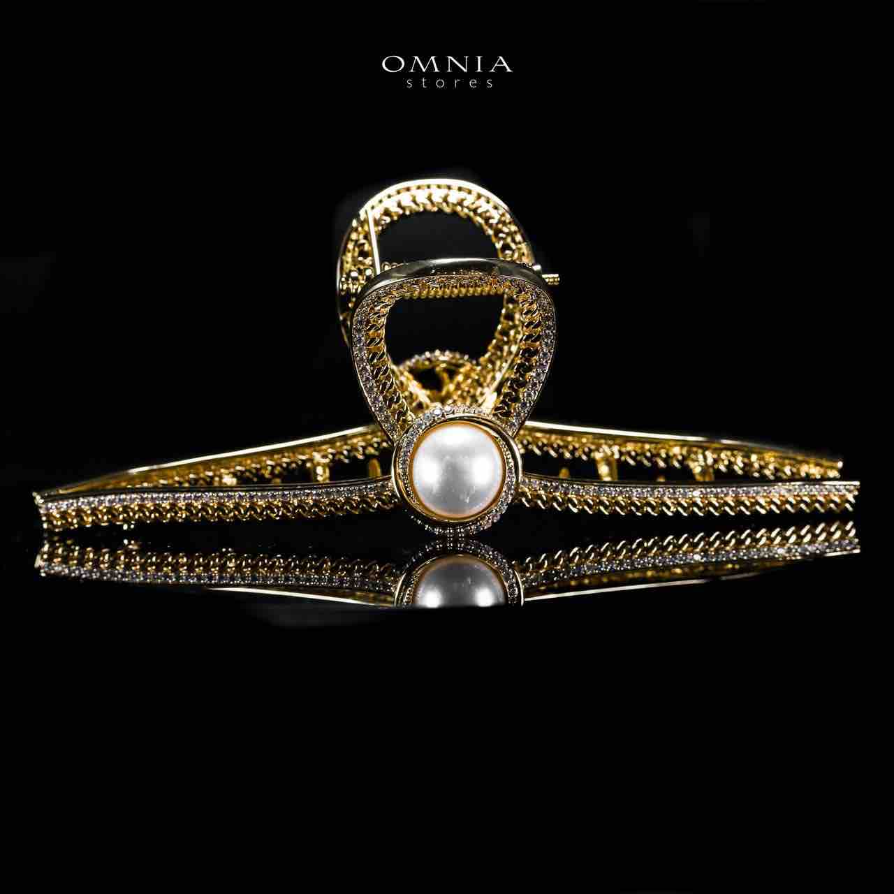Omnia Tulayha Gold Hair Clip in High Quality Zircon Stone In Rhodium Plated - OMNIASTORES UAE