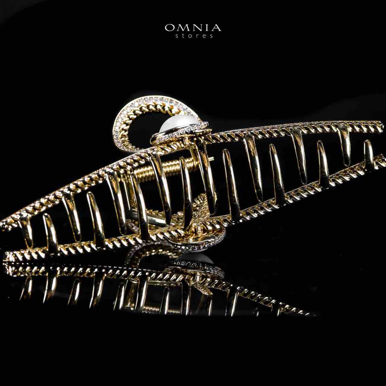 Omnia Tulayha Gold Hair Clip in High Quality Zircon Stone In Rhodium Plated - OMNIASTORES UAE