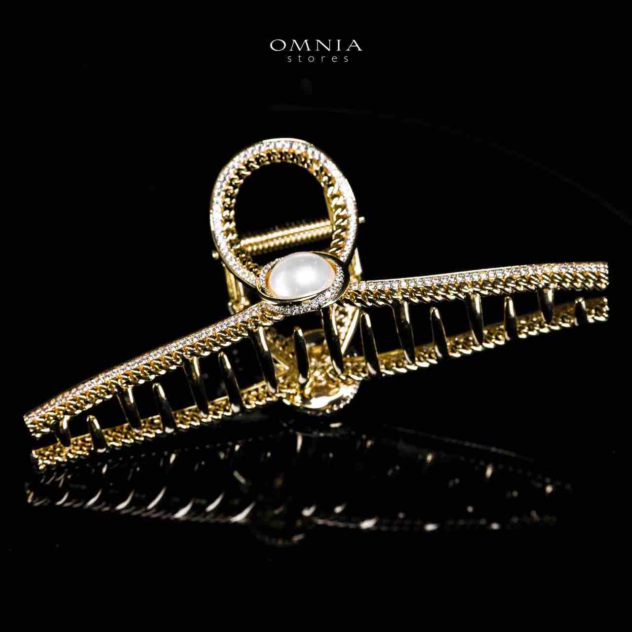 Omnia Tulayha Gold Hair Clip in High Quality Zircon Stone In Rhodium Plated - OMNIASTORES UAE