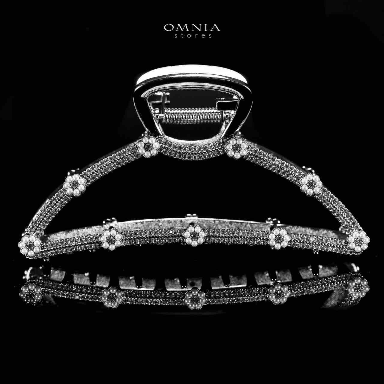 Omnia Naheelah Silver Hair Clip in High Quality Zircon Stone In Rhodium Plated - OMNIASTORES UAE