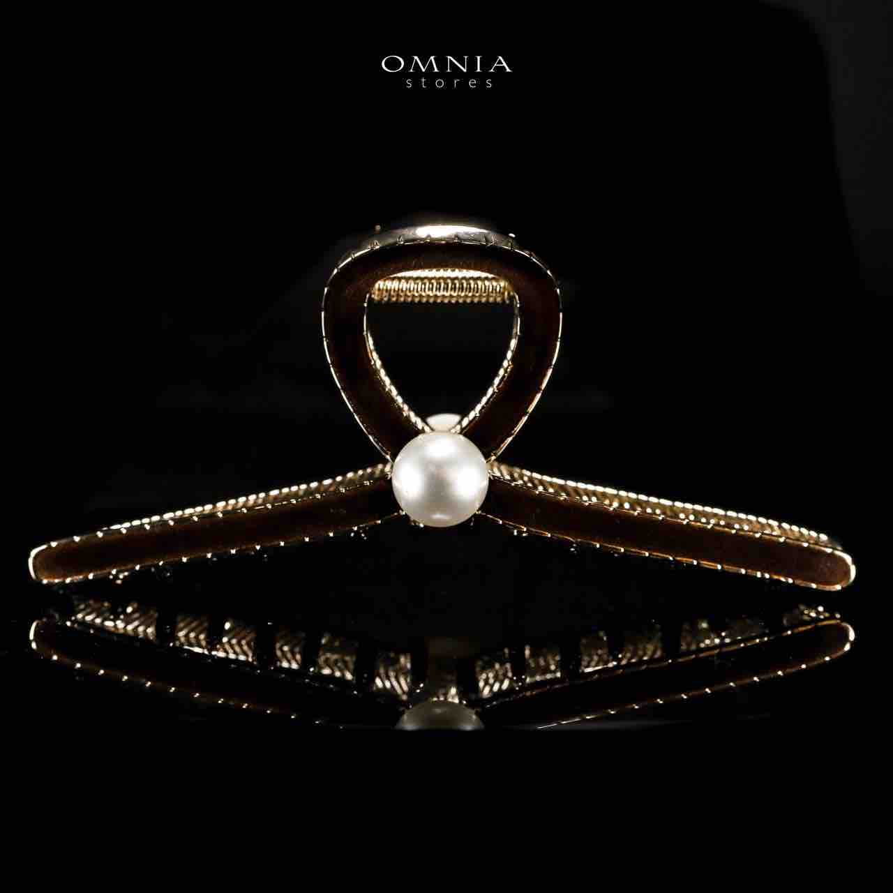 Omnia Najdah Light Gold Hair Clip in Velvet Dark Brown Line With High Quality Rhodium Plated - OMNIASTORES UAE
