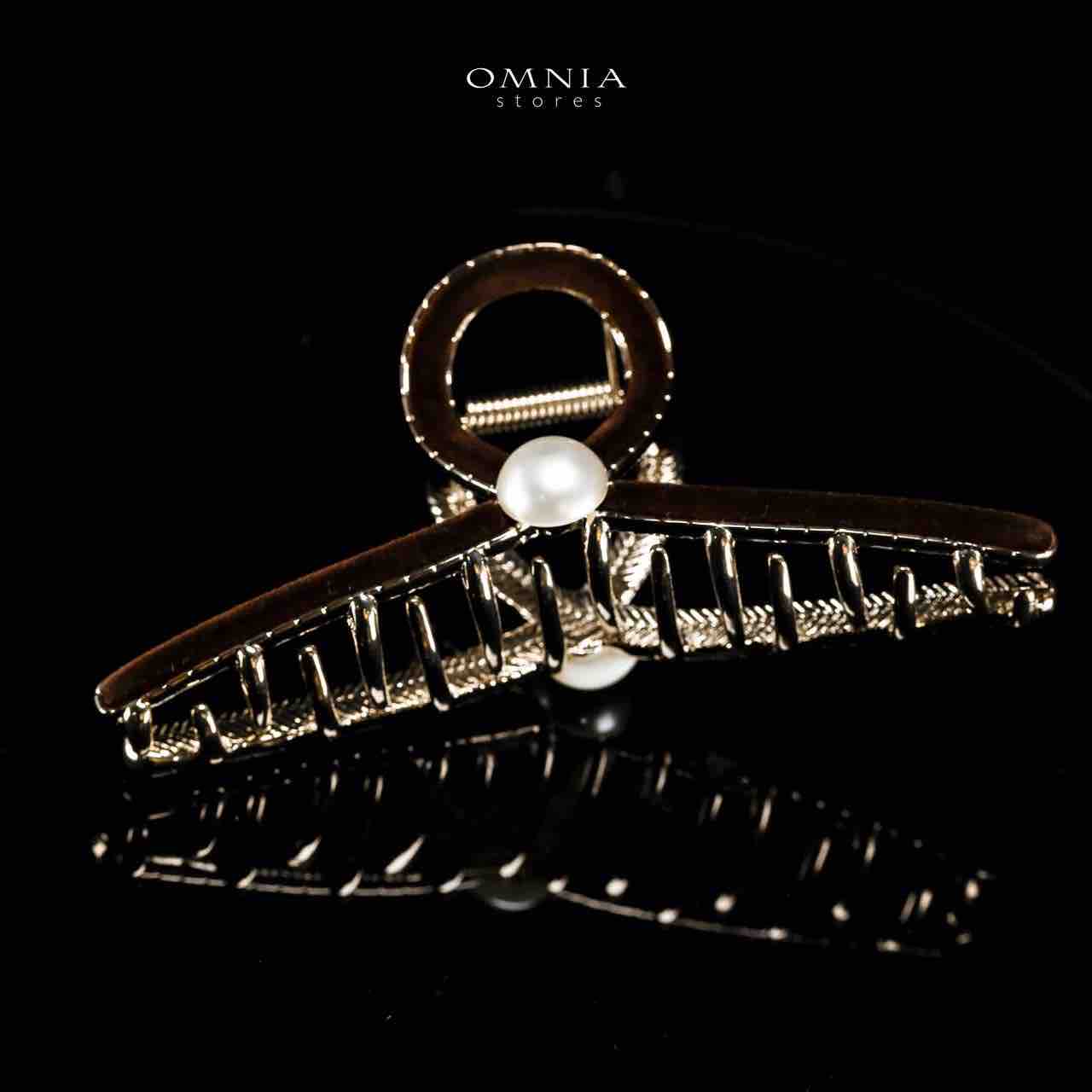 Omnia Najdah Light Gold Hair Clip in Velvet Dark Brown Line With High Quality Rhodium Plated