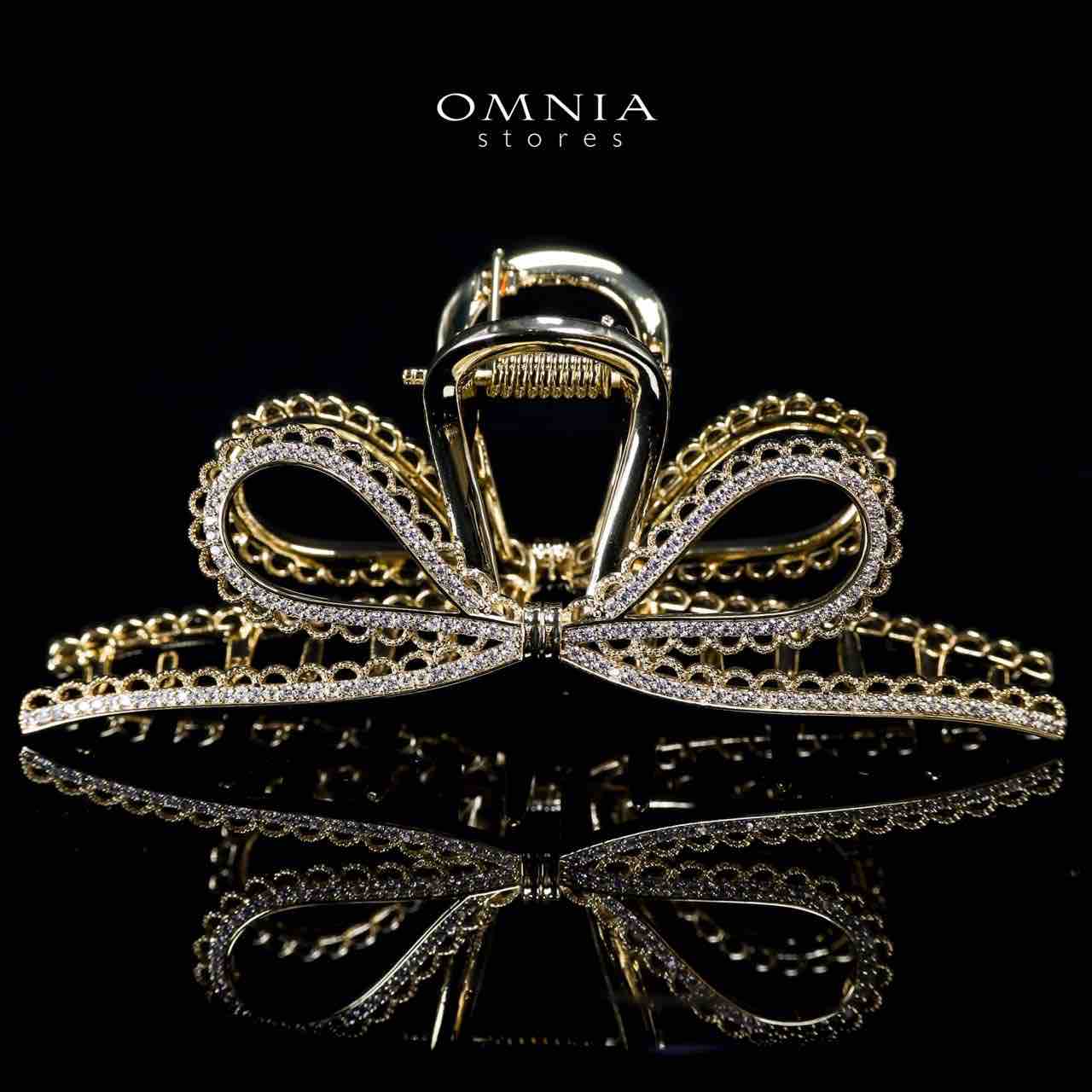 Omnia Rawhiya Gold Hair Clip in High Quality Zircon Stone In Rhodium Plated - OMNIASTORES UAE