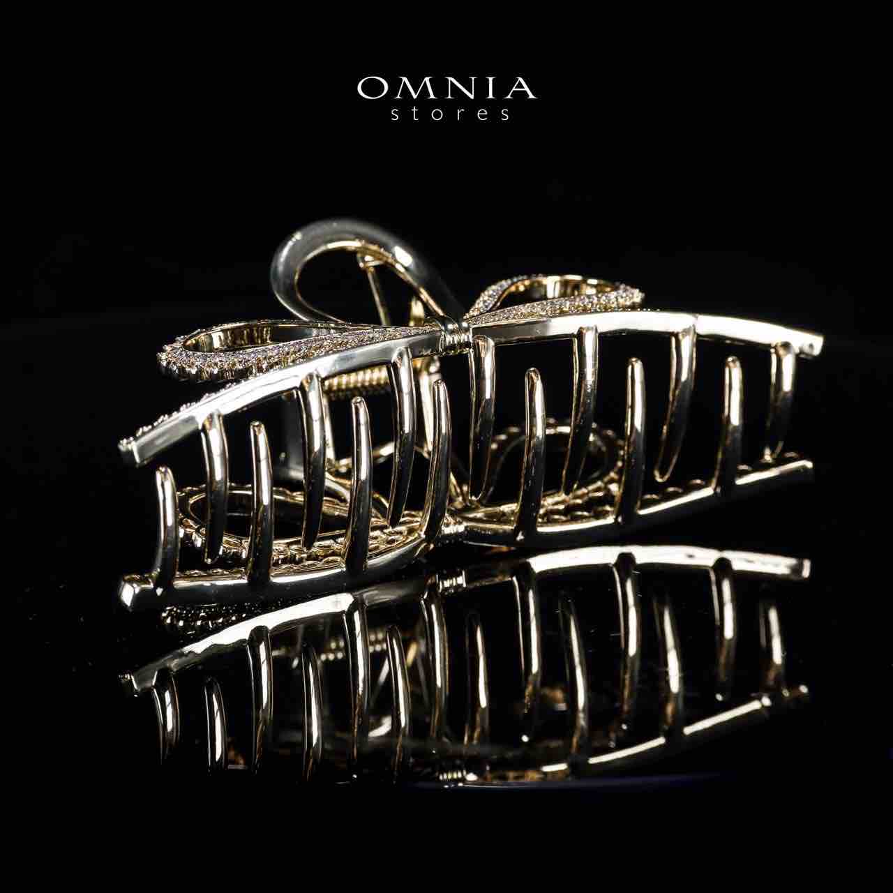 Omnia Rawhiya Gold Hair Clip in High Quality Zircon Stone In Rhodium Plated - OMNIASTORES UAE