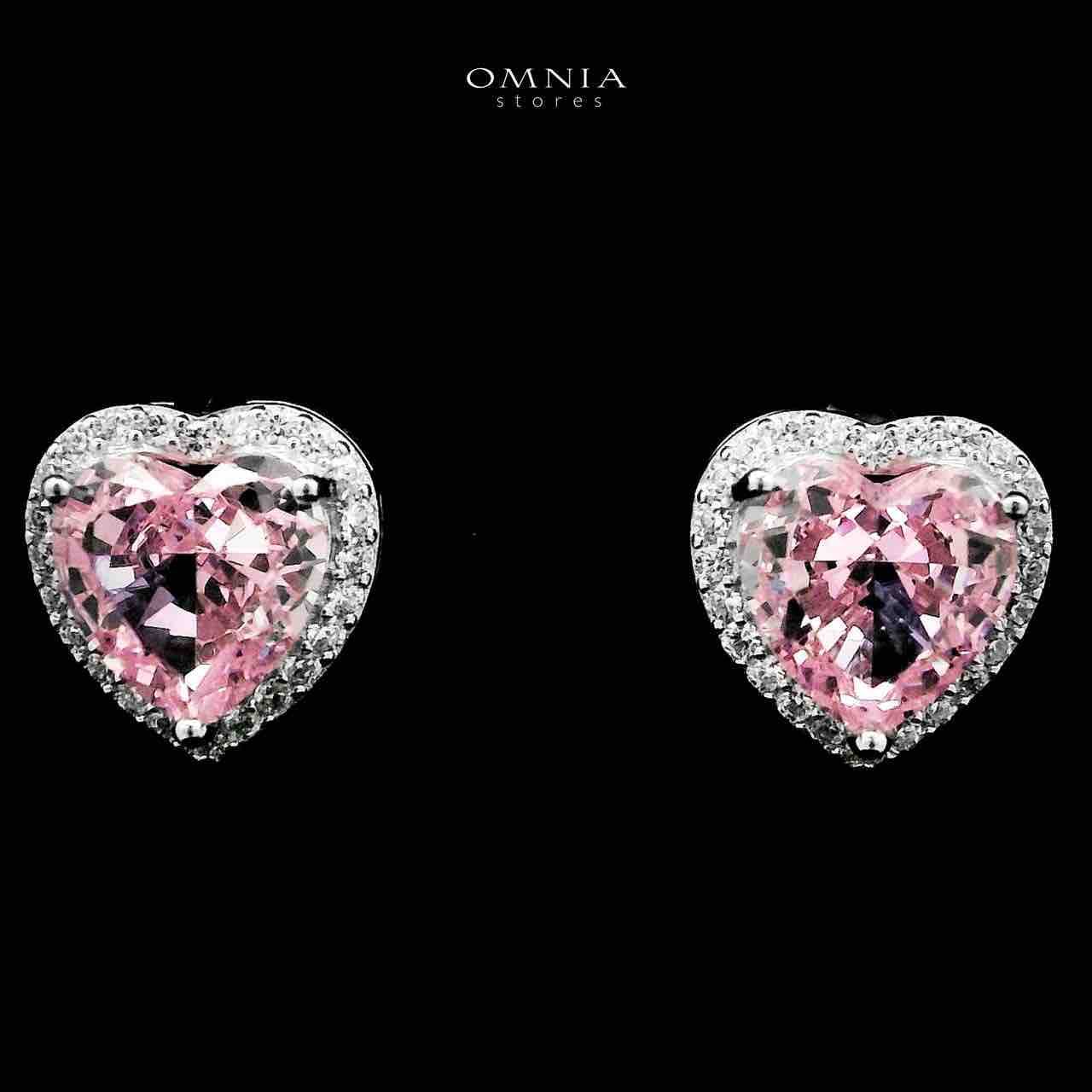 Omnia Shamail Silver Necklace and Earrings Set in 925 Silver with High-Quality Pink Ice Cut Stones