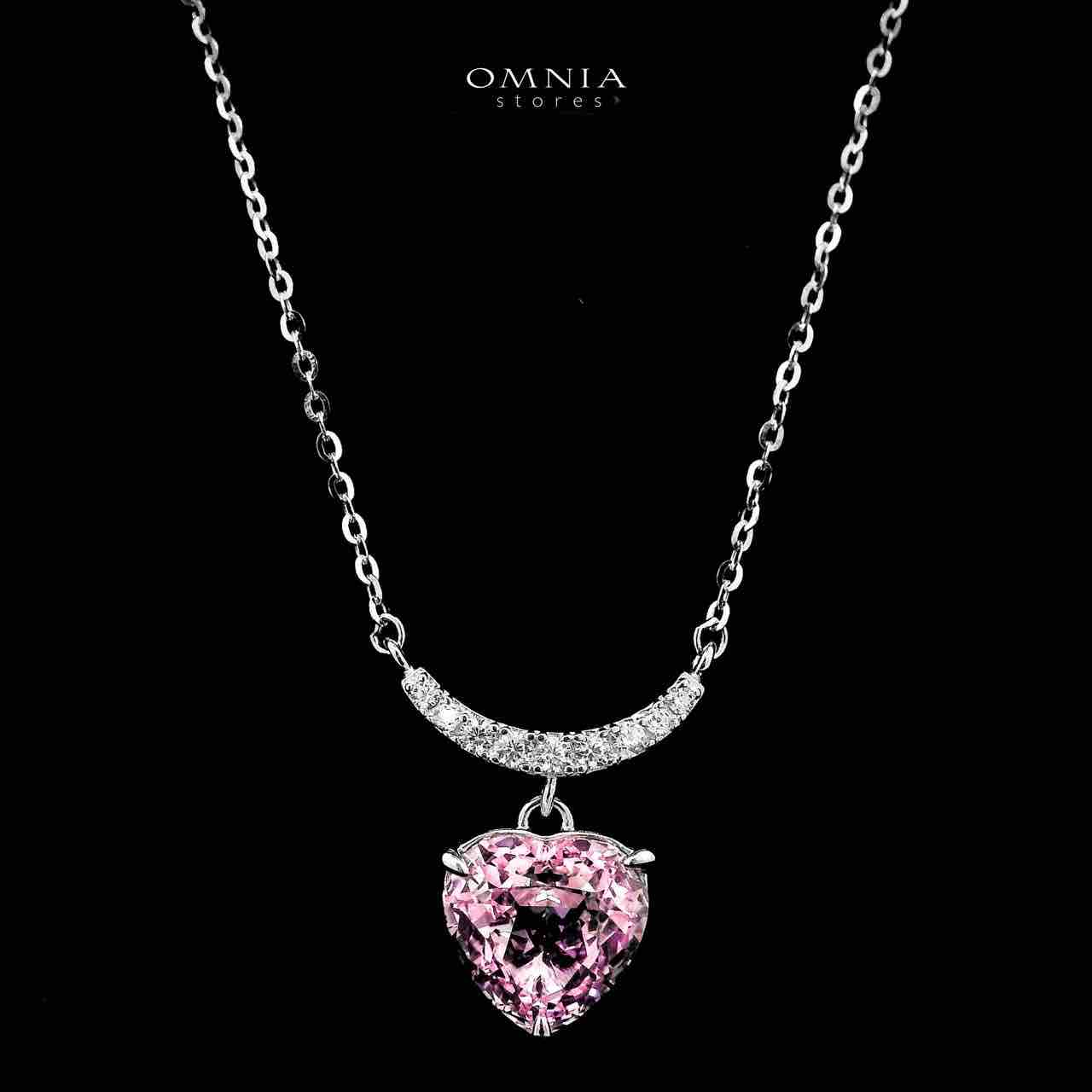 Omnia Shamail Silver Necklace and Earrings Set in 925 Silver with High-Quality Pink Ice Cut Stones