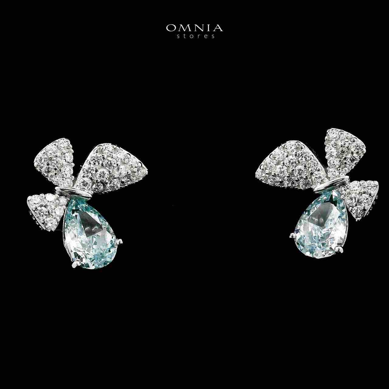 Omnia Nardeen Silver Butterfly Necklace and Earrings Set in 925 Silver with High-Quality Blue Ice Cut Stones
