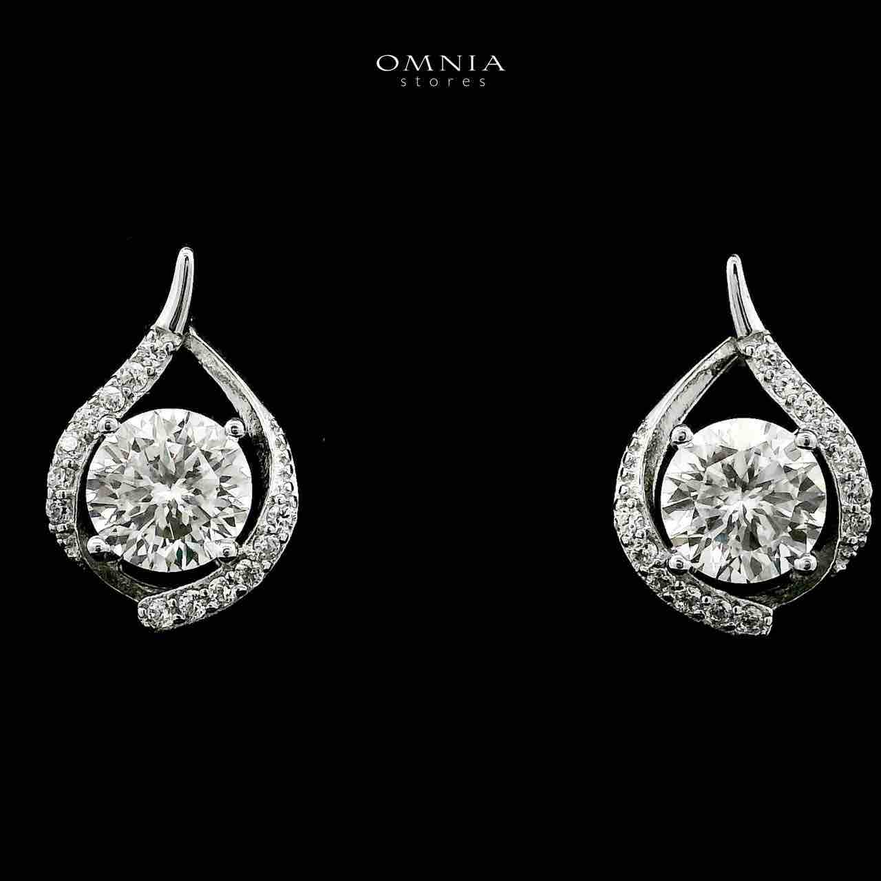 Omnia Jawza Silver Teardrop Necklace and Earrings Set in 925 Silver with High-Quality White Moissanite Stones