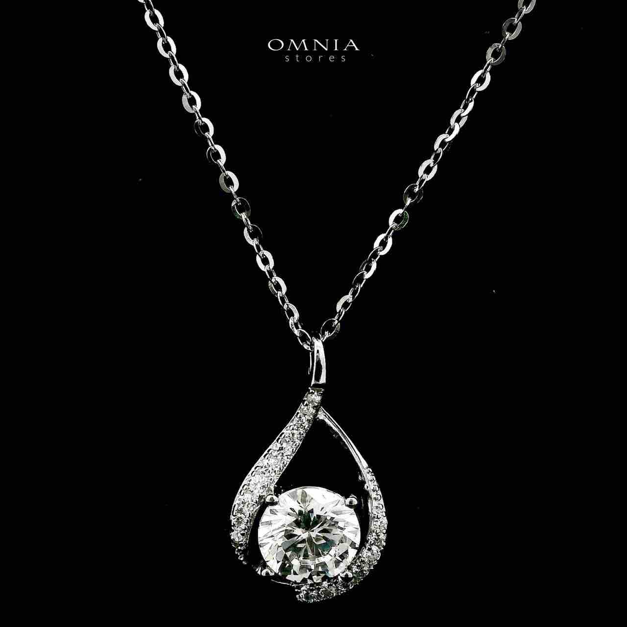 Omnia Jawza Silver Teardrop Necklace and Earrings Set in 925 Silver with High-Quality White Moissanite Stones