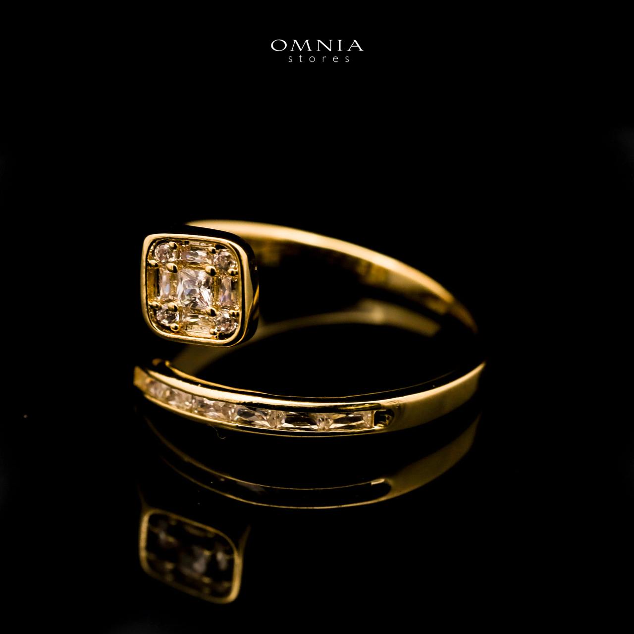 Omnia Fawziya Golden Bangle & Ring With Rhodium Plated In High Quality Zircon Stone