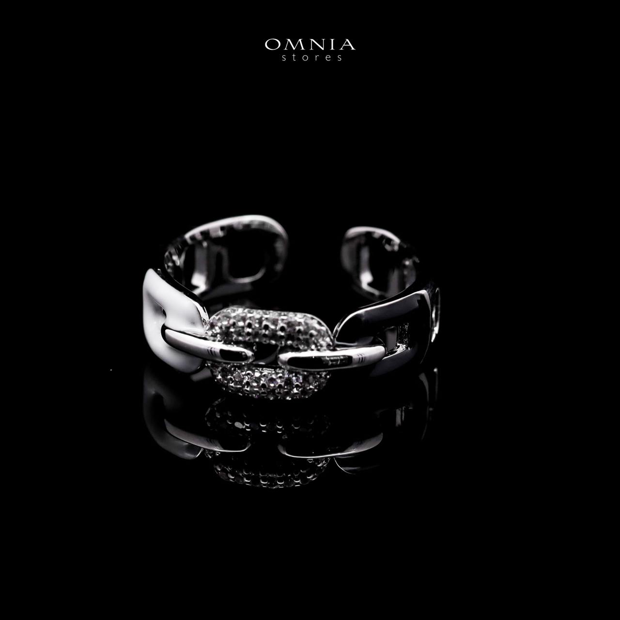Omnia Gharam Silver Bangle & Ring With Rhodium Plated In High Quality Zircon Stone
