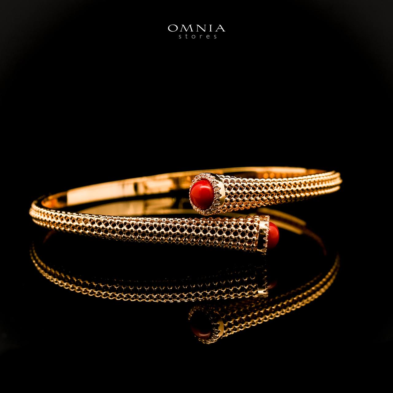 Omnia Meher Golden Bangle & Ring With Rhodium Plated In High Quality Zircon Stone