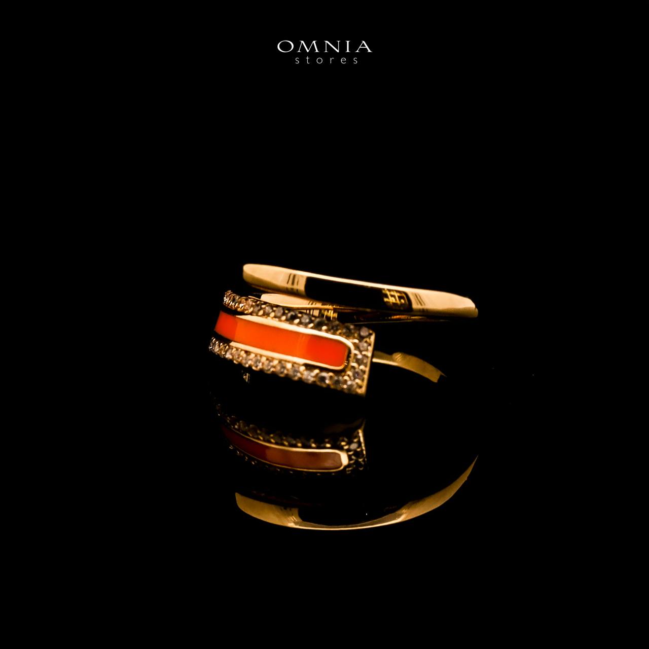 Omnia Iqlim Golden Bangle and Ring With Rhodium Plated In High Quality Zircon Stone