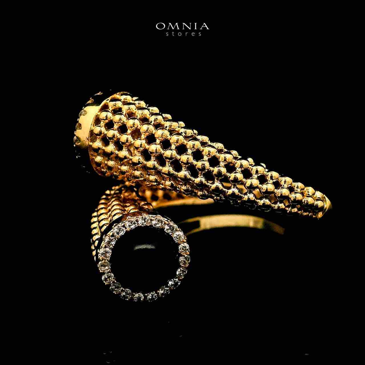 Omnia Lamisah Golden Necklace, Earring and Rings With Rhodium Plated In High Quality Zircon Stone