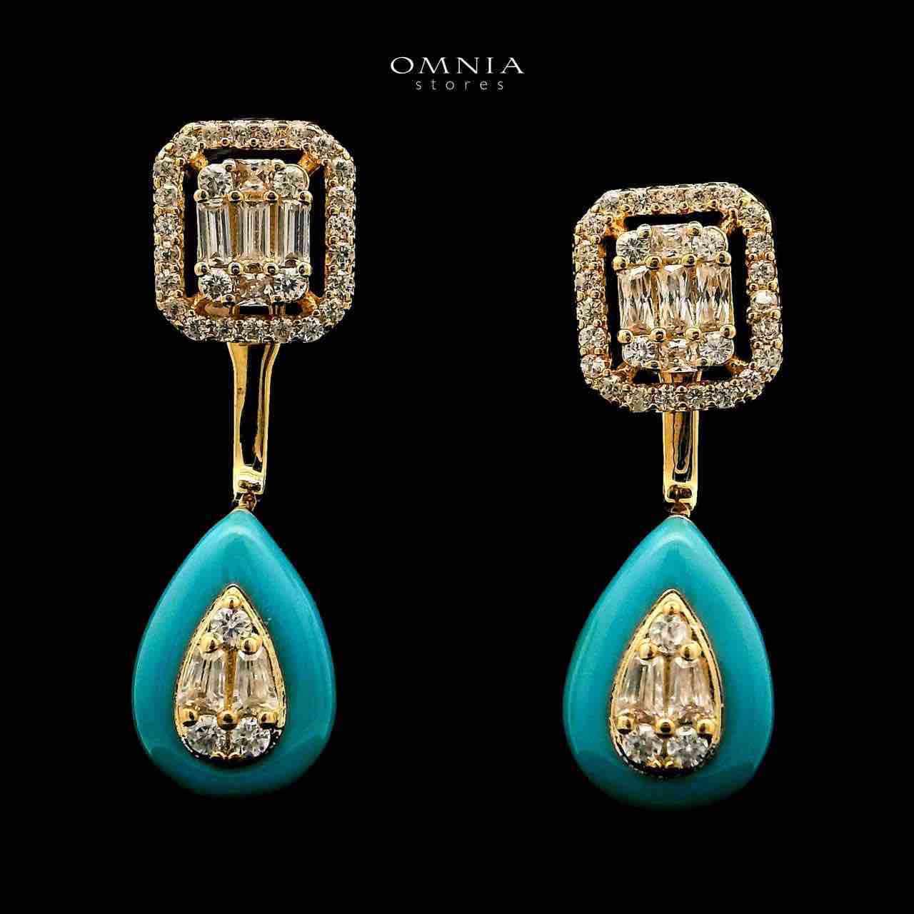 Omnia Najida Golden Blue Necklace and Earrings With Rhodium Plated In High Quality Zircon Stone
