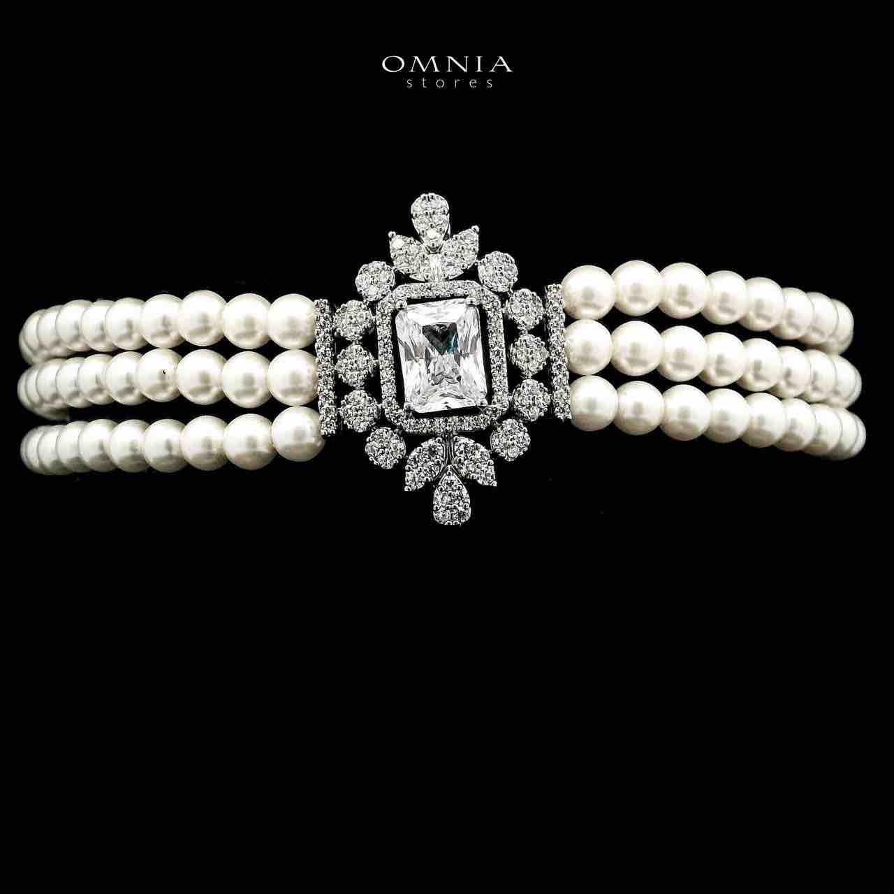 Omnia Tulin Pearl Bridal Full set With Rhodium Plated In High Quality Zircon Stone - OMNIASTORES UAE